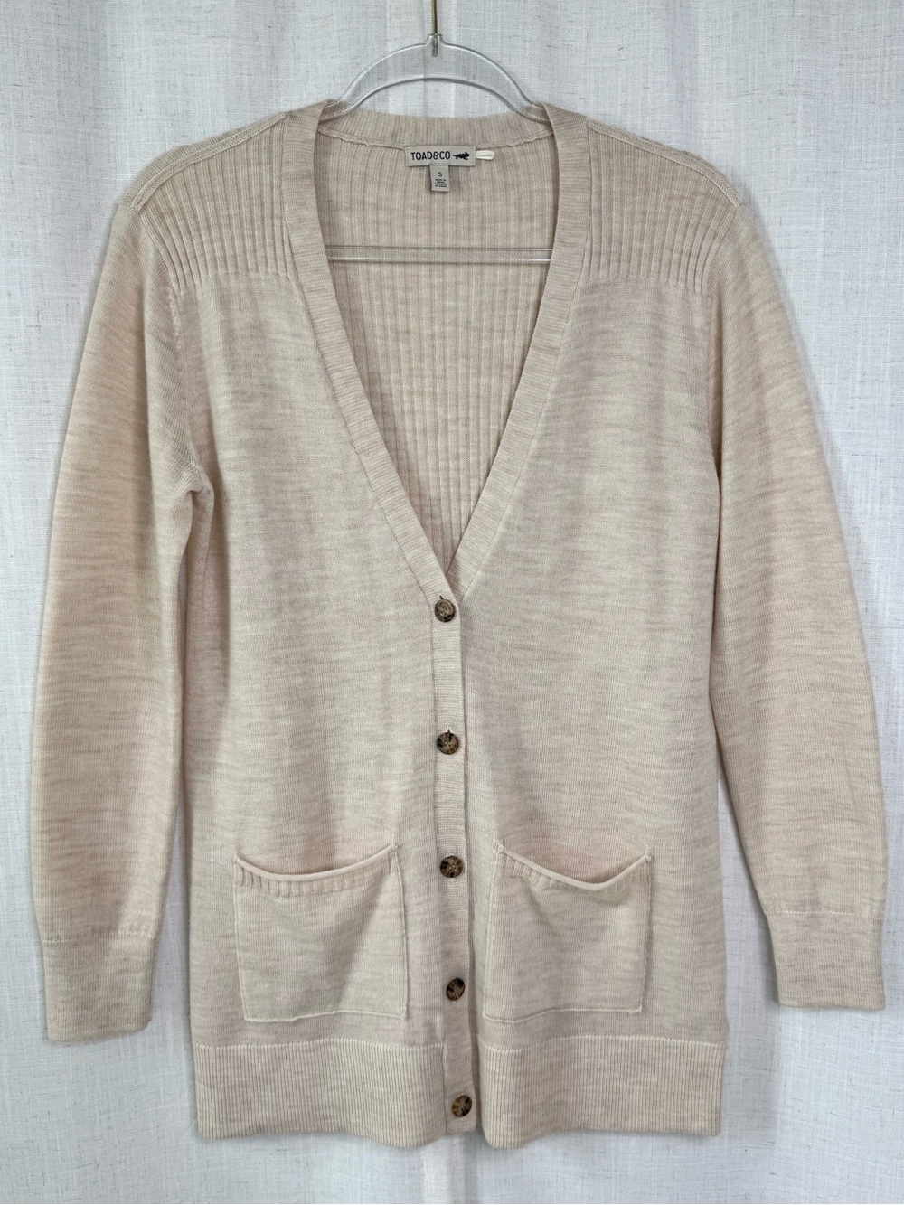 Toad&Co Cassidy Cardigan Chai Merino Wool Long Cardigan Size S